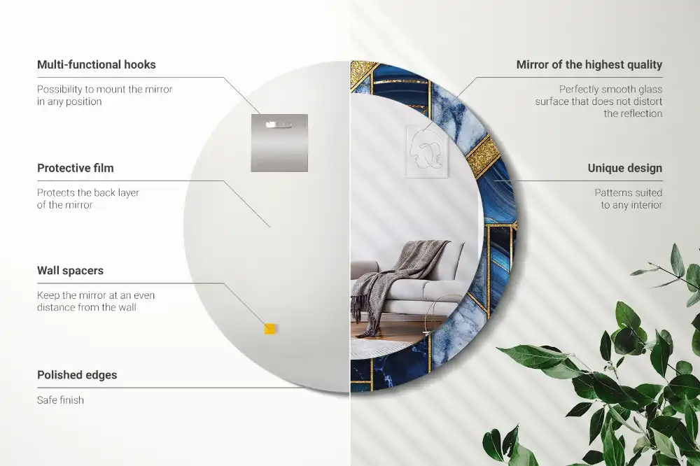 Tiskano okroglo ogledalo Sodobni marmor