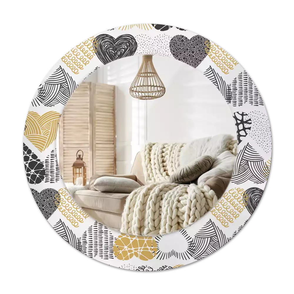 Okroglo stensko okrasno ogledalo Slog srčkov