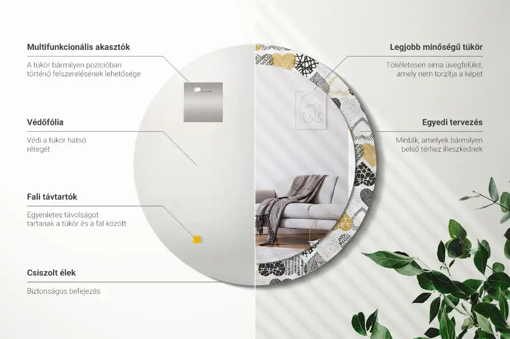 Okroglo stensko okrasno ogledalo Slog srčkov