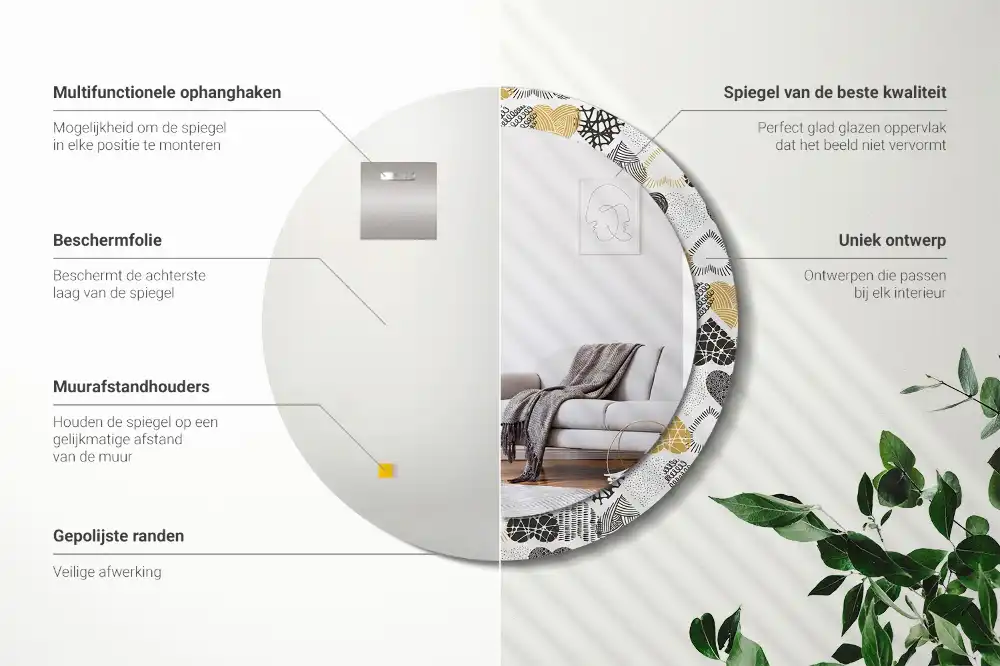 Okroglo stensko okrasno ogledalo Slog srčkov