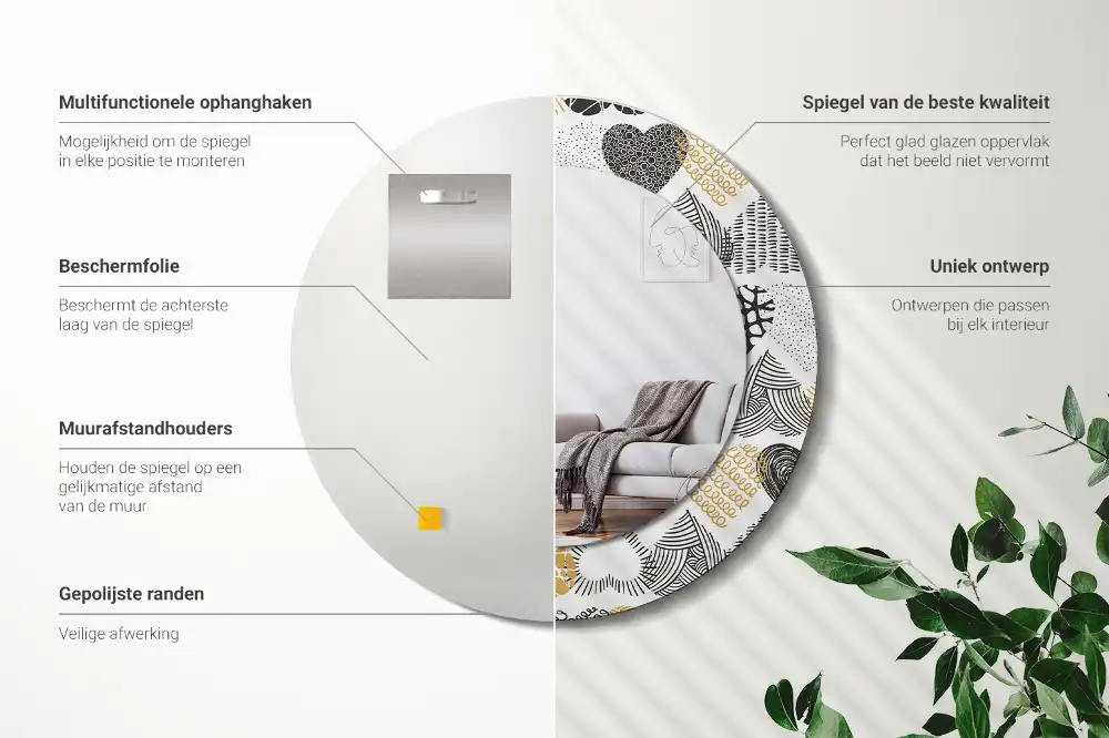 Okroglo stensko okrasno ogledalo Slog srčkov