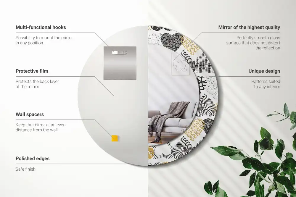 Okroglo stensko okrasno ogledalo Slog srčkov