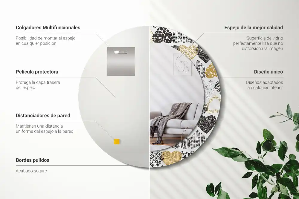 Okroglo stensko okrasno ogledalo Slog srčkov