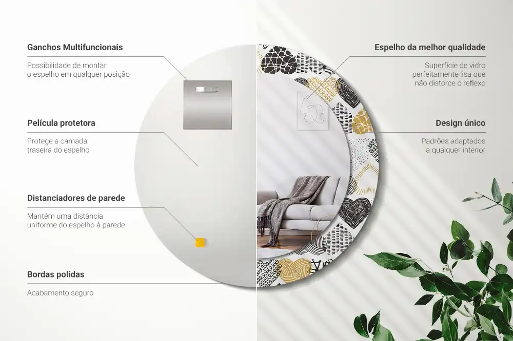 Okroglo stensko okrasno ogledalo Slog srčkov