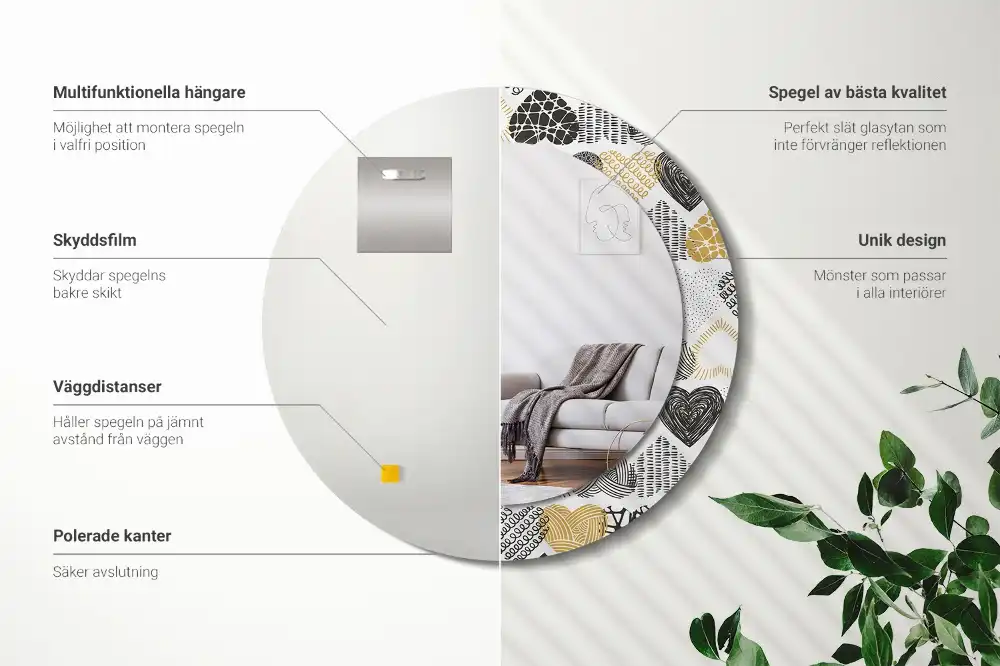 Okroglo stensko okrasno ogledalo Slog srčkov