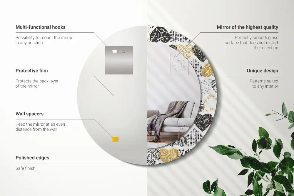 Okroglo stensko okrasno ogledalo Slog srčkov