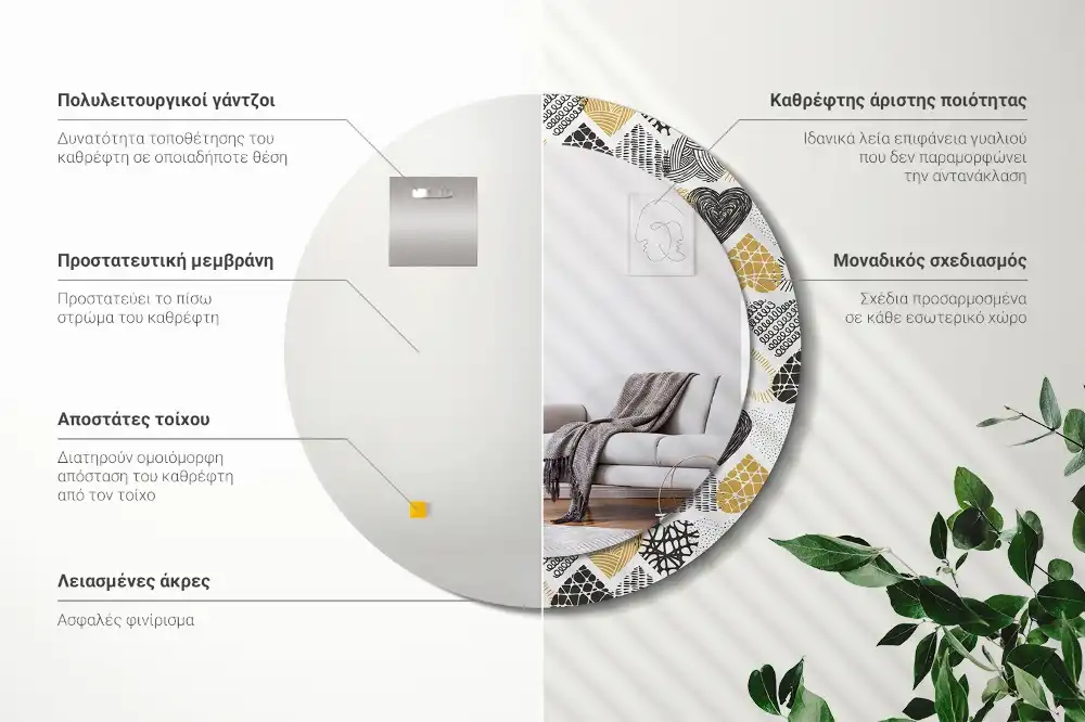 Okroglo stensko okrasno ogledalo Slog srčkov