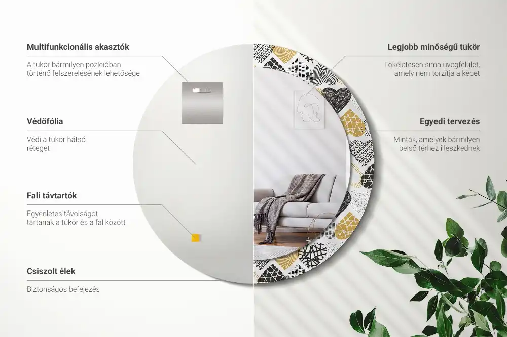 Okroglo stensko okrasno ogledalo Slog srčkov