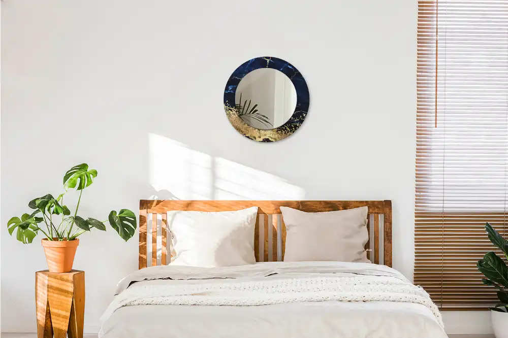 Okroglo okrasno ogledalo Modri ​​marmor