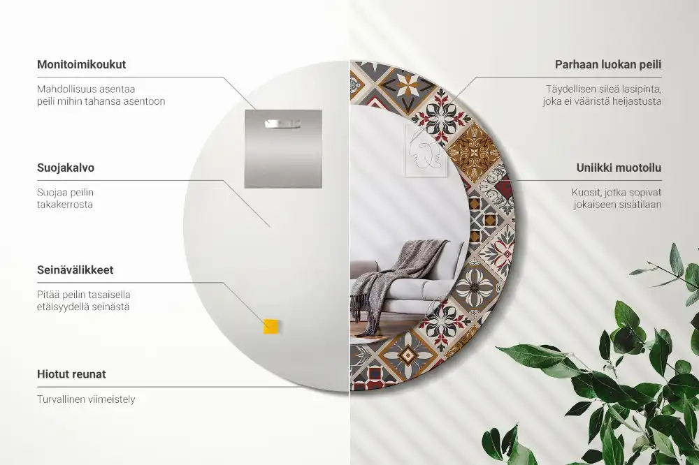 Okroglo stensko okrasno ogledalo Turški vzorec