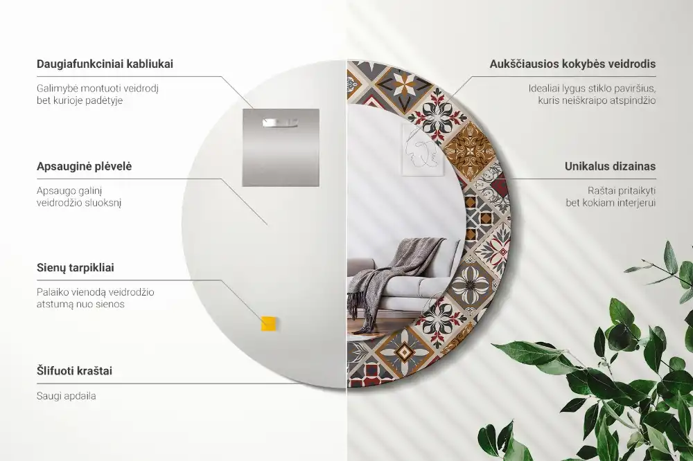 Okroglo stensko okrasno ogledalo Turški vzorec