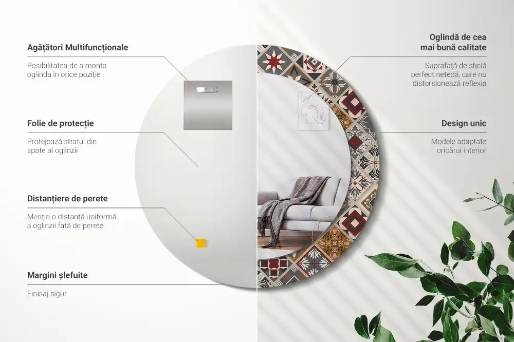 Okroglo stensko okrasno ogledalo Turški vzorec