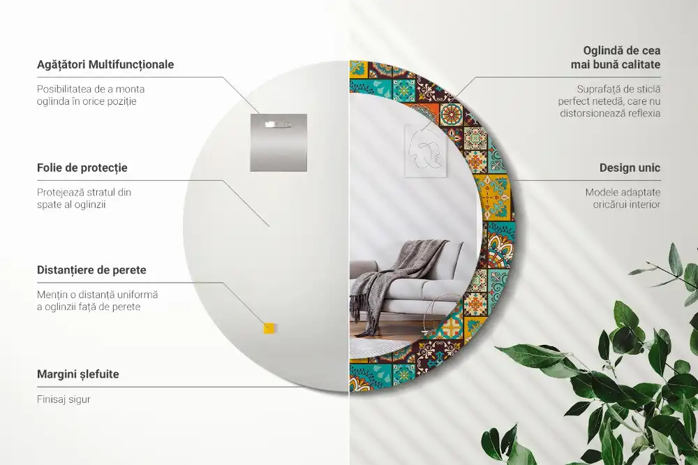 Tiskano okroglo ogledalo Arabski vzorec