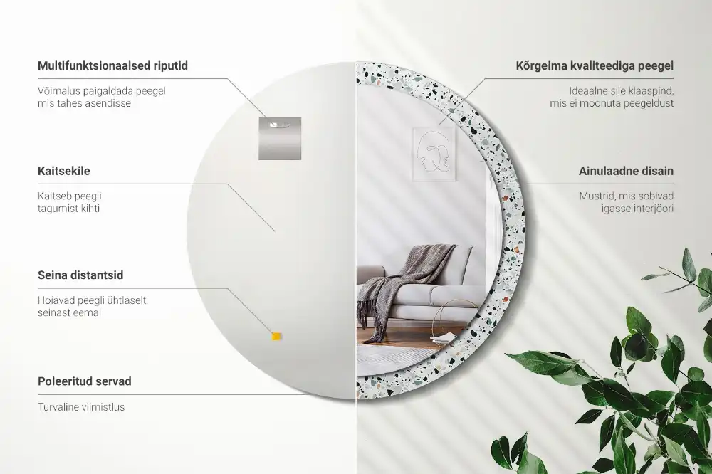 Okroglo okrasno ogledalo Naravni kamen