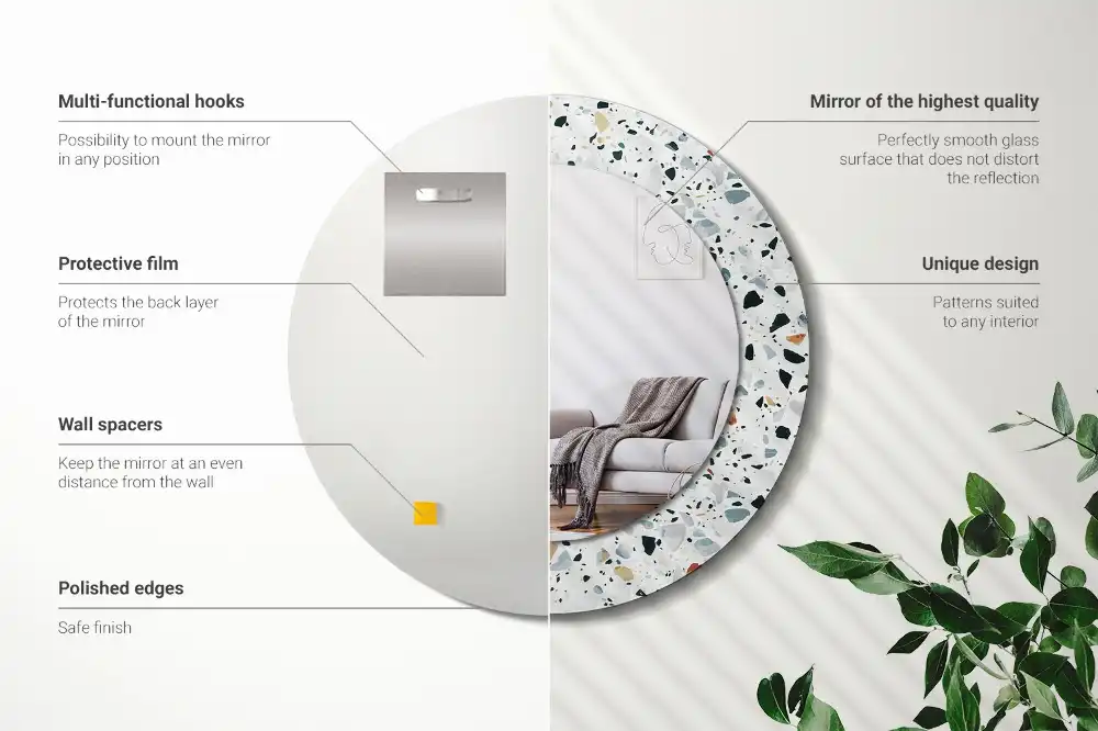 Okroglo okrasno ogledalo Naravni kamen