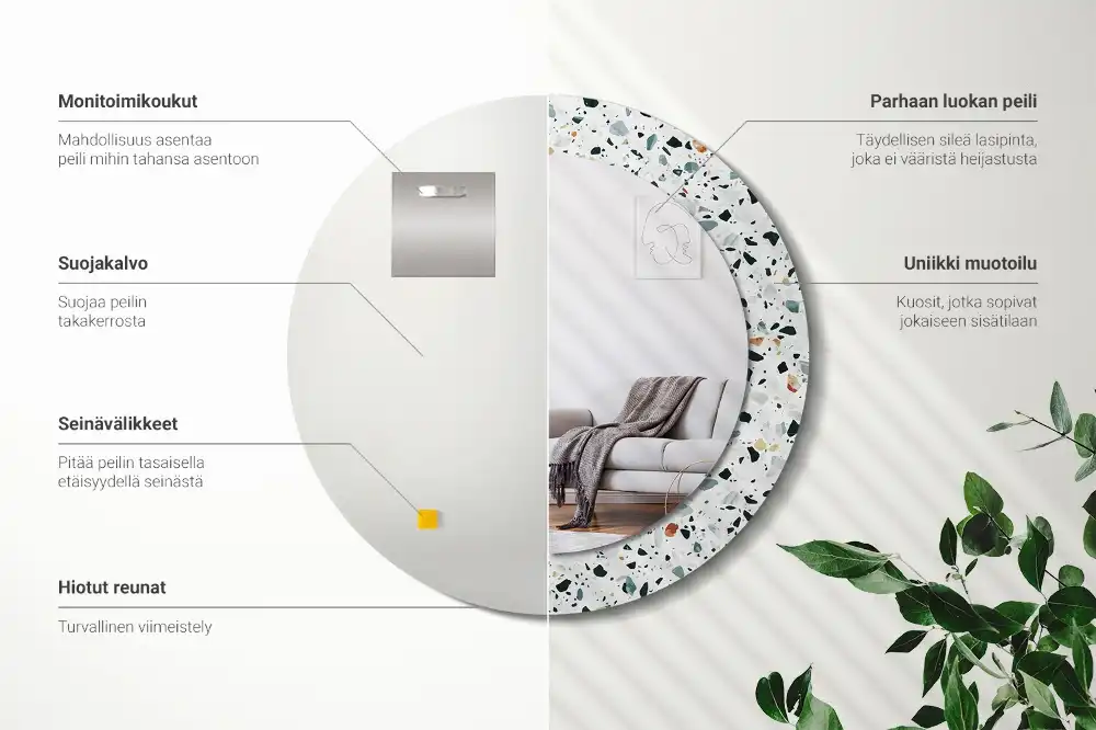 Okroglo okrasno ogledalo Naravni kamen