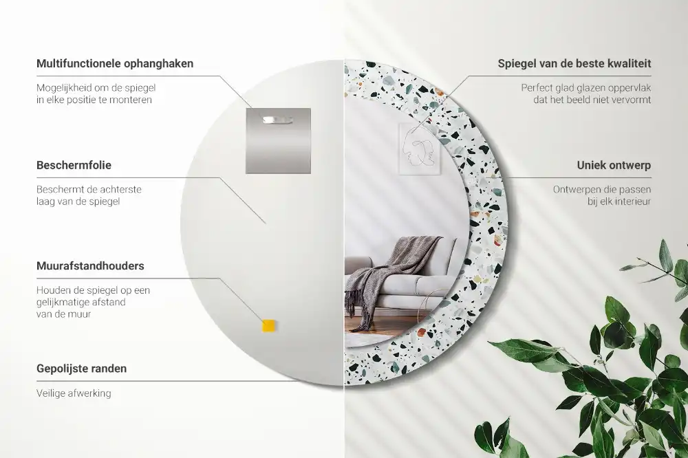 Okroglo okrasno ogledalo Naravni kamen