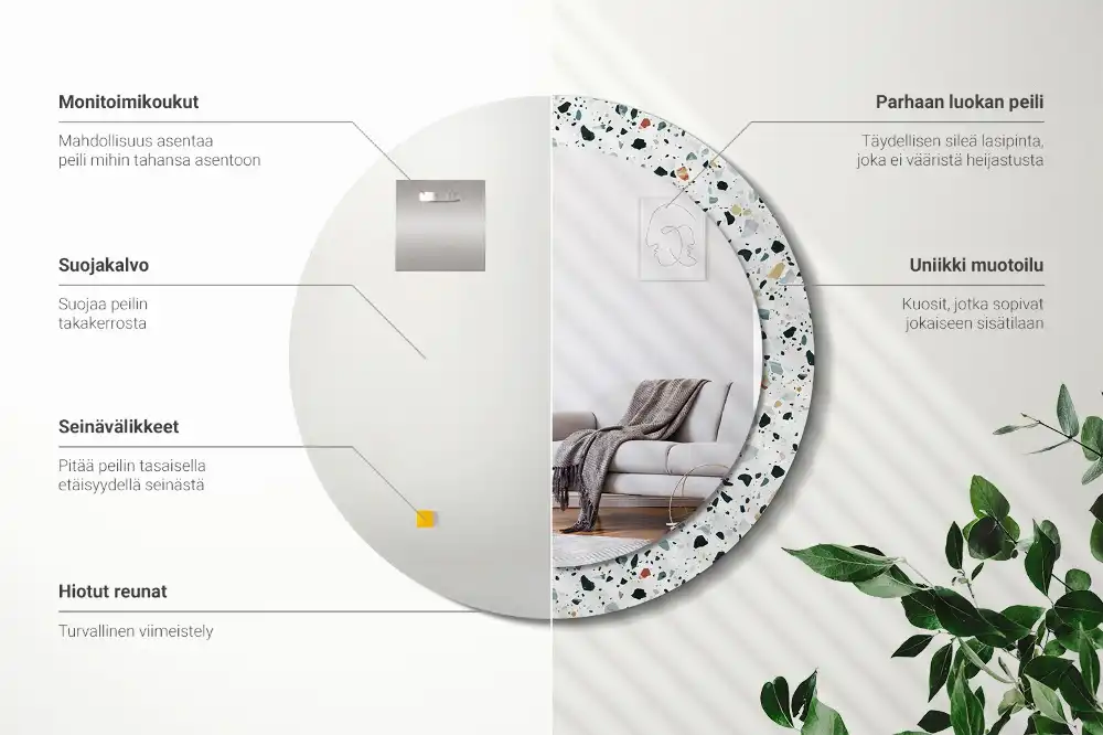 Okroglo okrasno ogledalo Naravni kamen