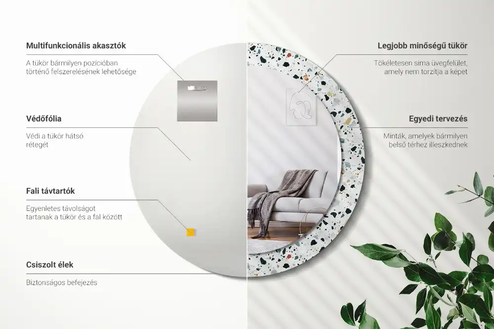 Okroglo okrasno ogledalo Naravni kamen