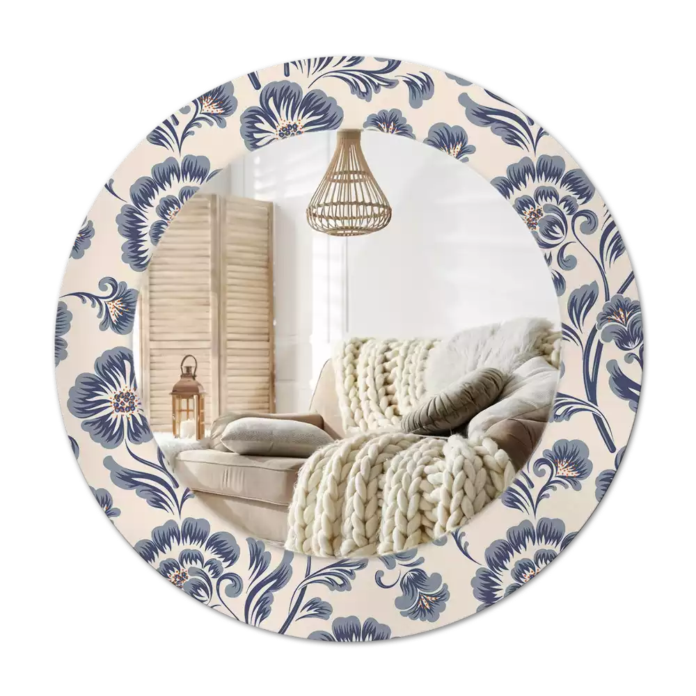 Okroglo stensko okrasno ogledalo Cvetlični vzorec