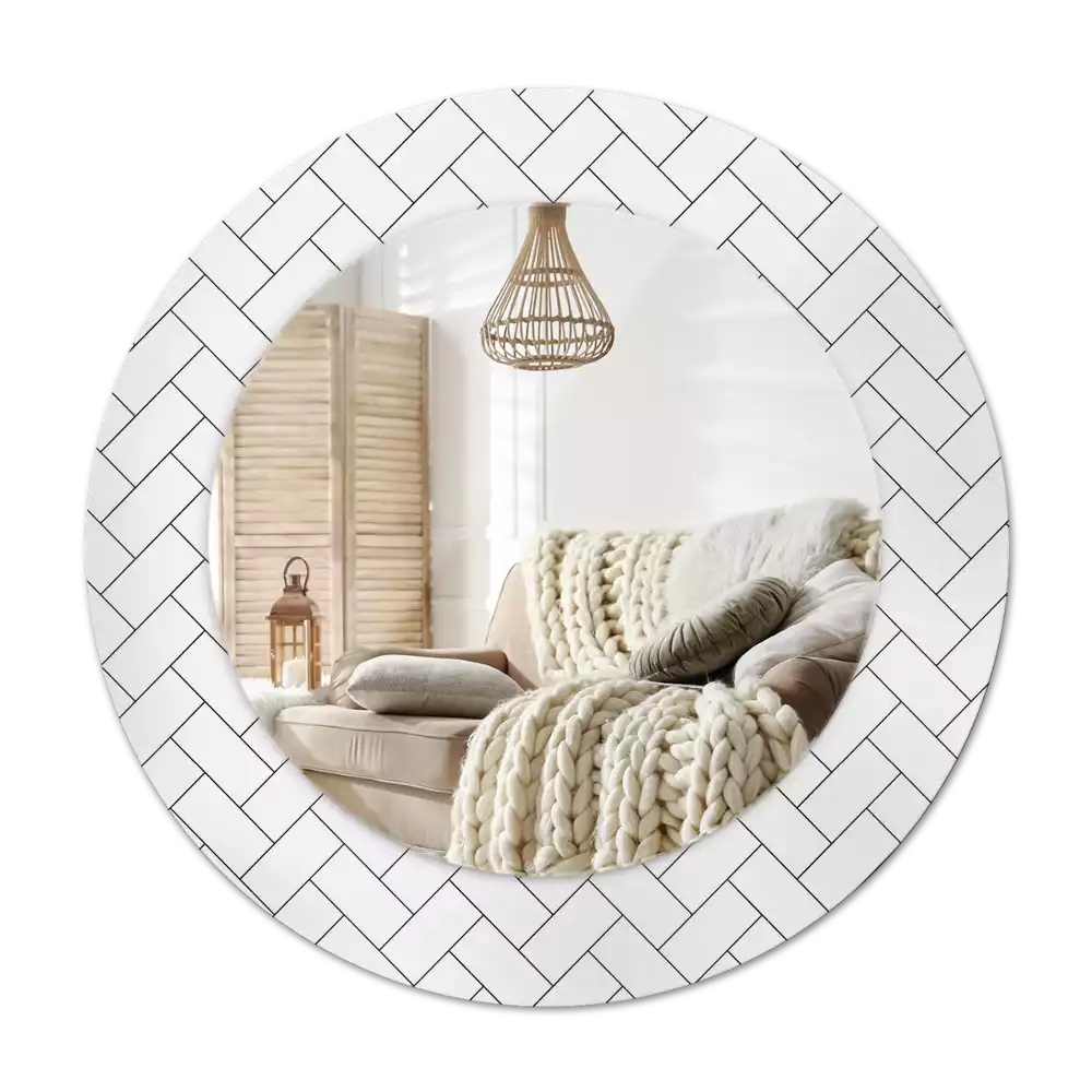 Tiskano okroglo ogledalo Ribja kost