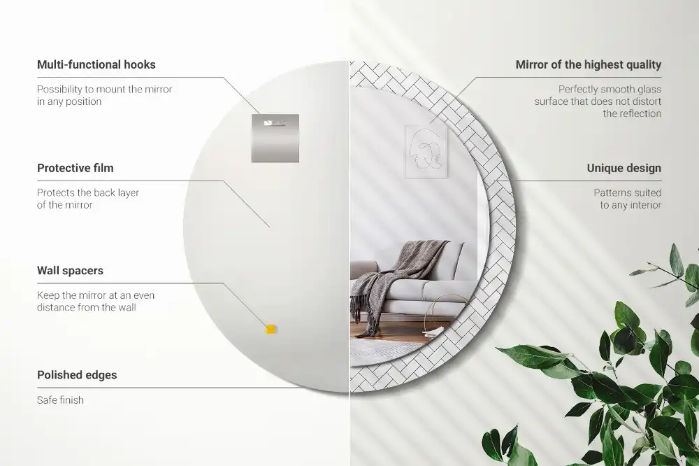 Tiskano okroglo ogledalo Ribja kost