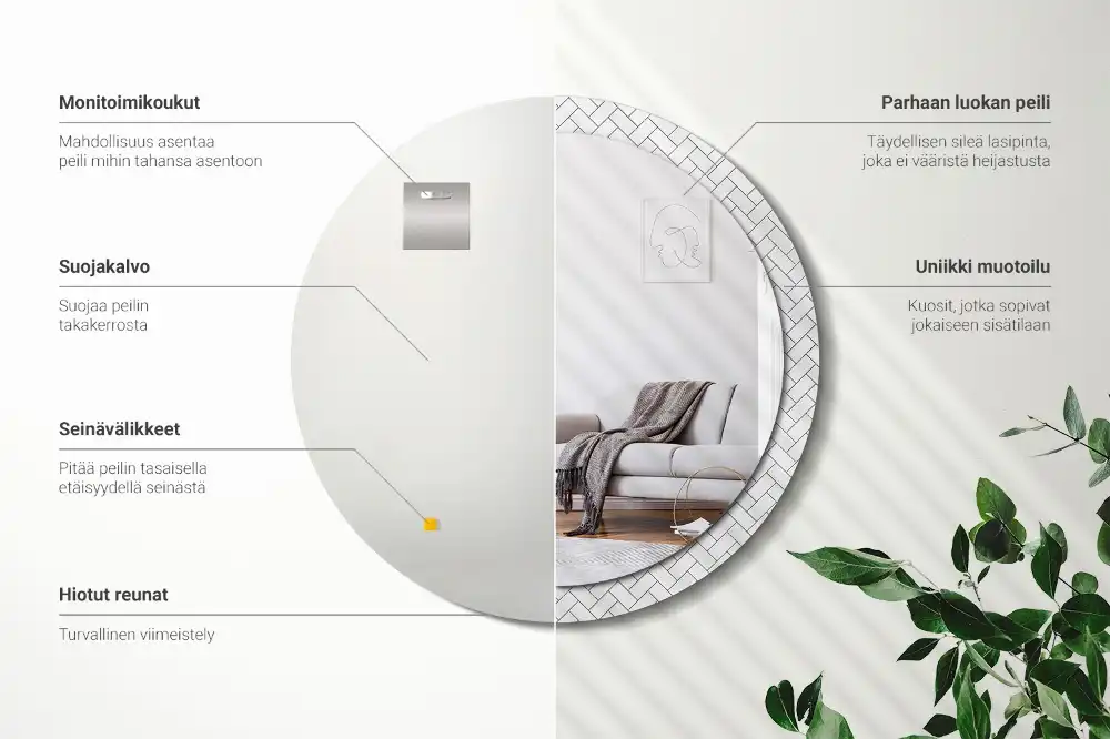 Tiskano okroglo ogledalo Ribja kost