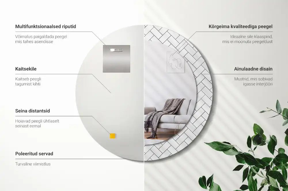 Tiskano okroglo ogledalo Ribja kost