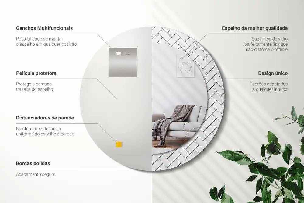 Tiskano okroglo ogledalo Ribja kost