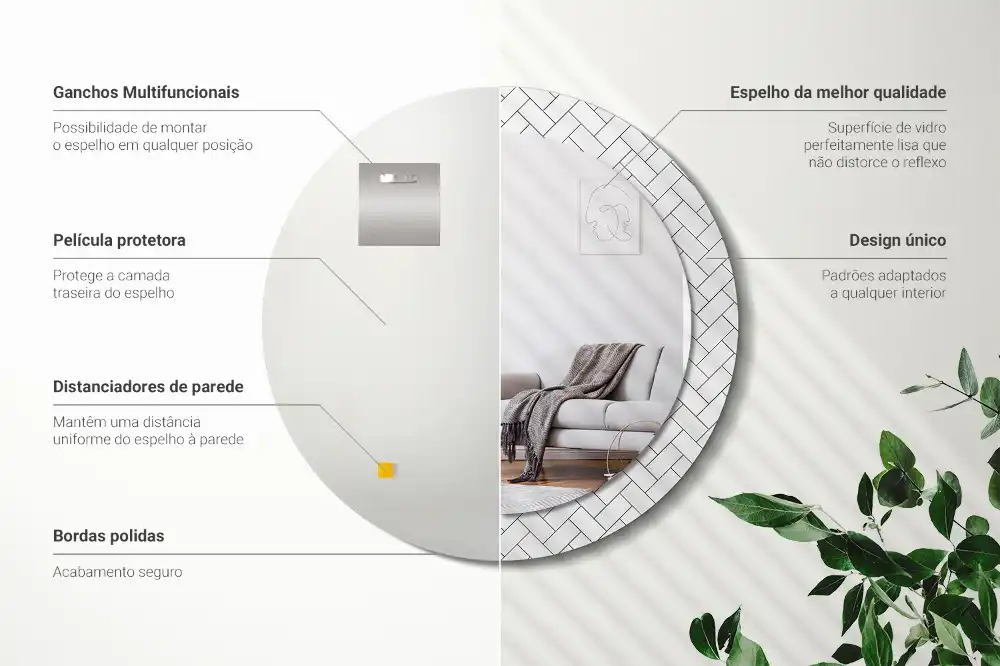 Tiskano okroglo ogledalo Ribja kost