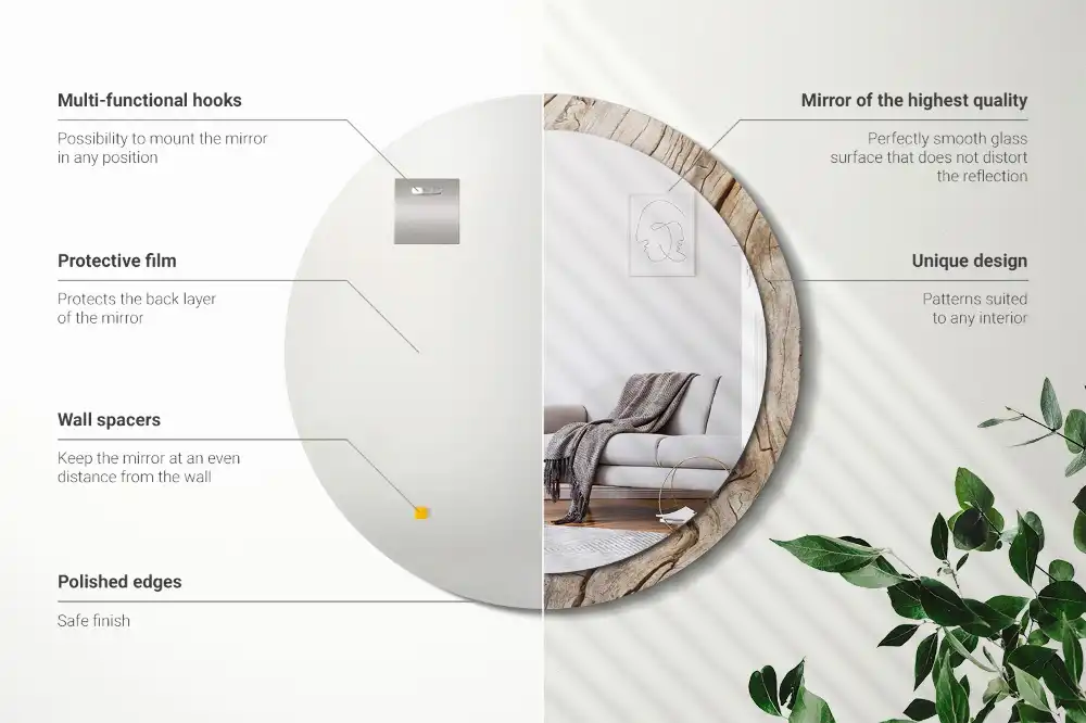 Okroglo okrasno ogledalo Razpokan les