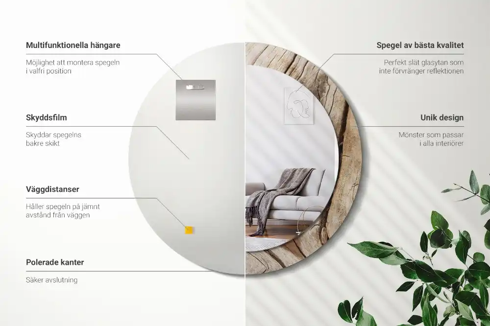 Okroglo okrasno ogledalo Razpokan les