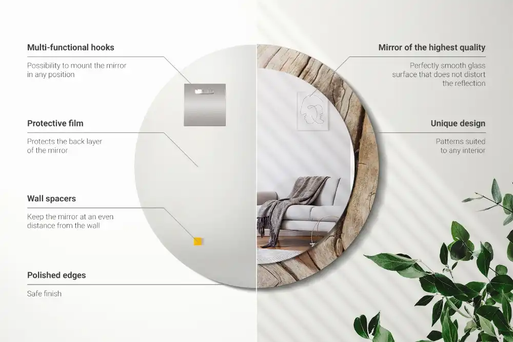 Okroglo okrasno ogledalo Razpokan les