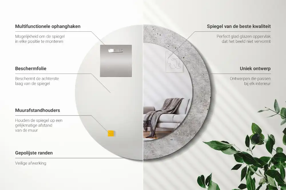 Okroglo stensko okrasno ogledalo Sivi beton