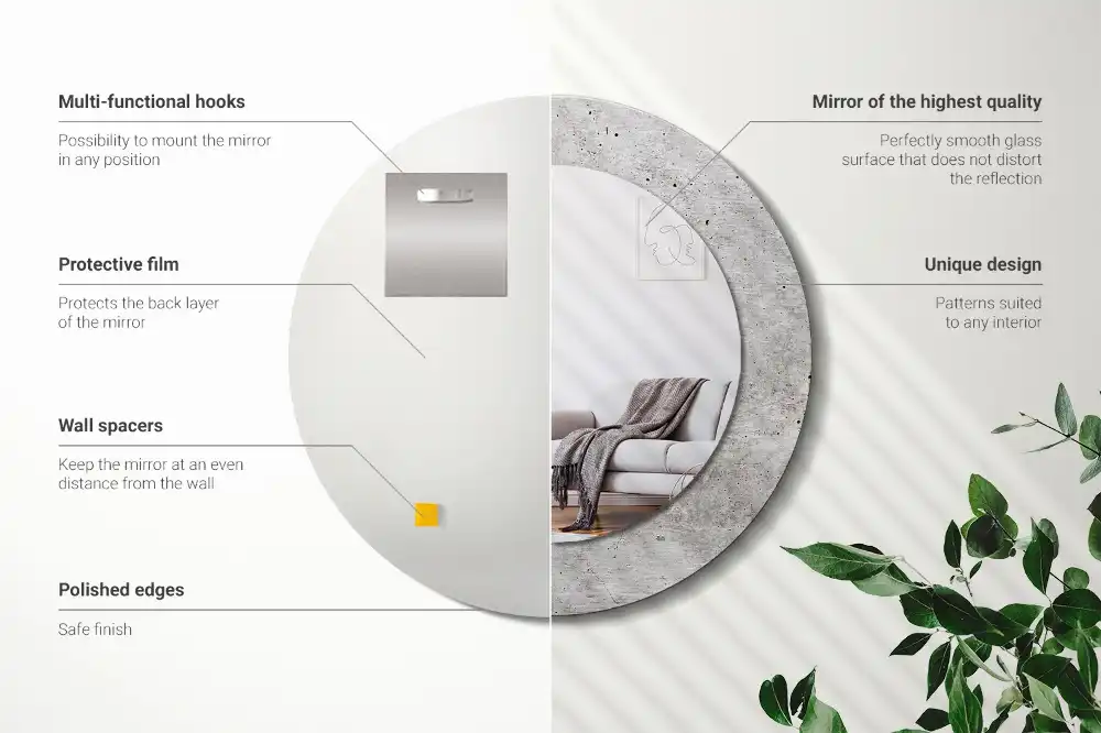 Okroglo stensko okrasno ogledalo Sivi beton