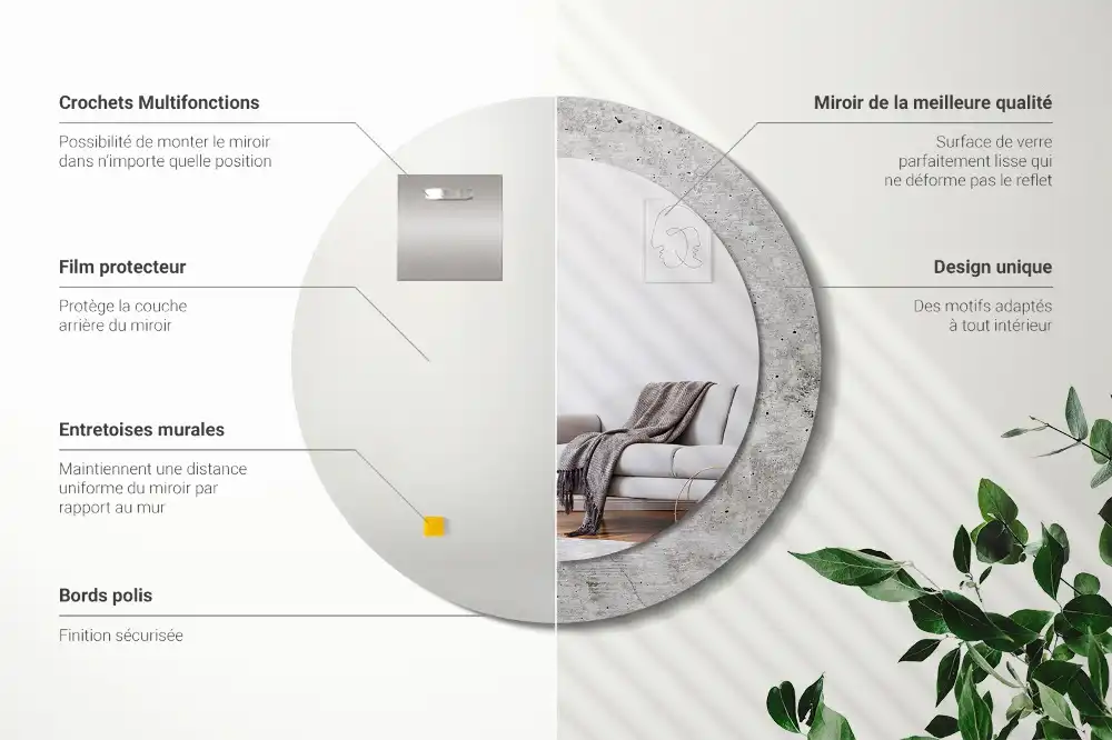 Okroglo stensko okrasno ogledalo Sivi beton