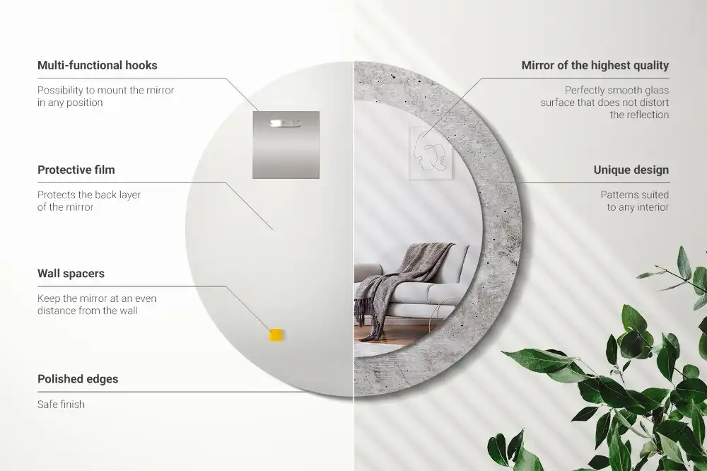 Okroglo stensko okrasno ogledalo Sivi beton