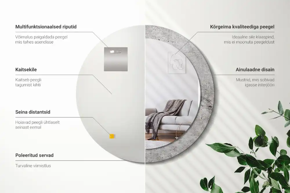 Okroglo stensko okrasno ogledalo Sivi beton