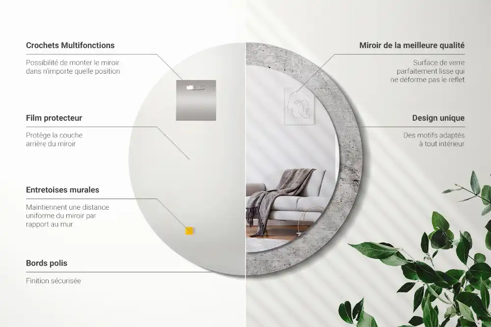 Okroglo stensko okrasno ogledalo Sivi beton