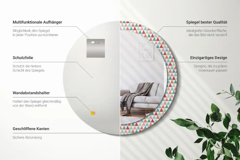 Okroglo okrasno ogledalo Geometrijski vzorec