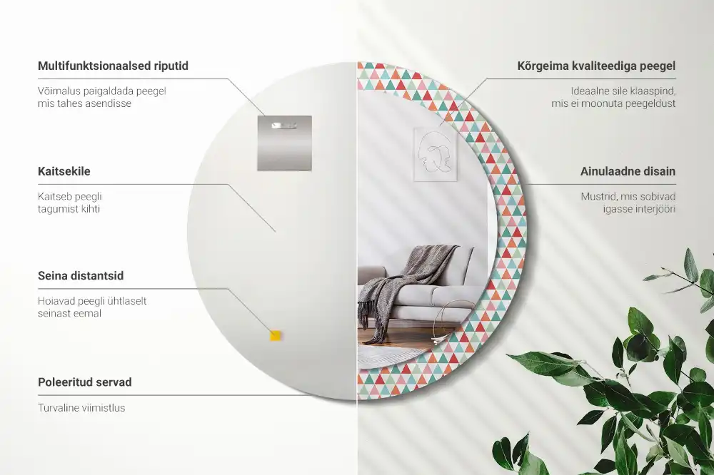 Okroglo okrasno ogledalo Geometrijski vzorec