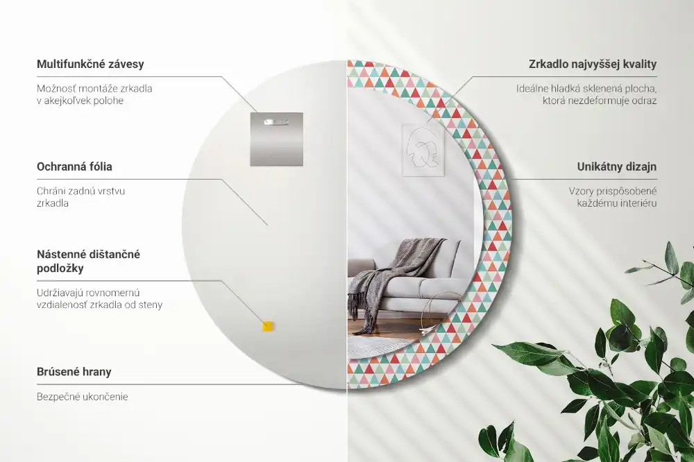 Okroglo okrasno ogledalo Geometrijski vzorec