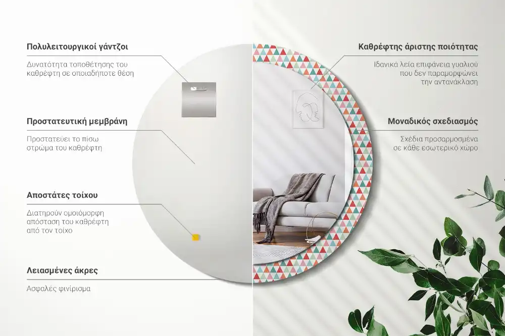 Okroglo okrasno ogledalo Geometrijski vzorec