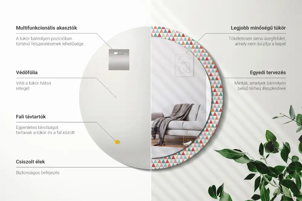 Okroglo okrasno ogledalo Geometrijski vzorec