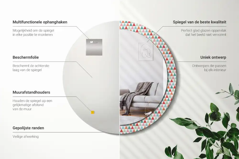 Okroglo okrasno ogledalo Geometrijski vzorec