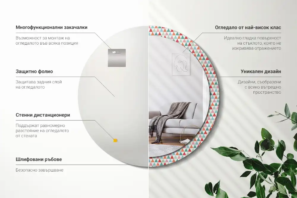 Okroglo okrasno ogledalo Geometrijski vzorec