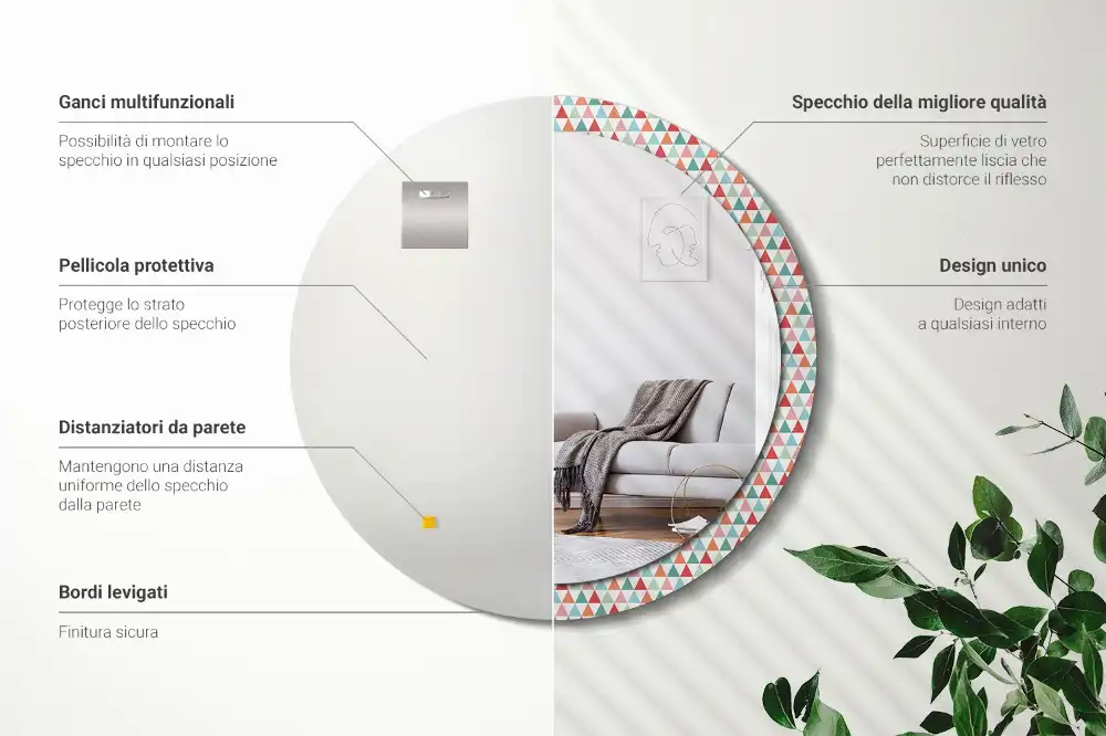 Okroglo okrasno ogledalo Geometrijski vzorec