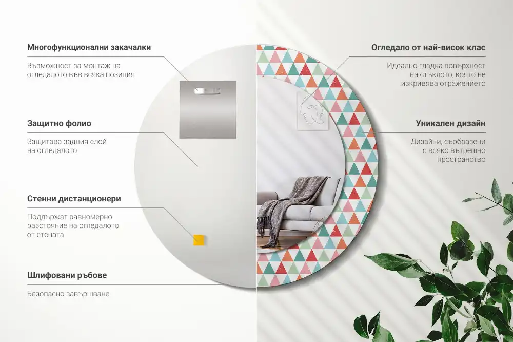 Okroglo okrasno ogledalo Geometrijski vzorec