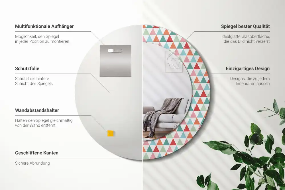 Okroglo okrasno ogledalo Geometrijski vzorec