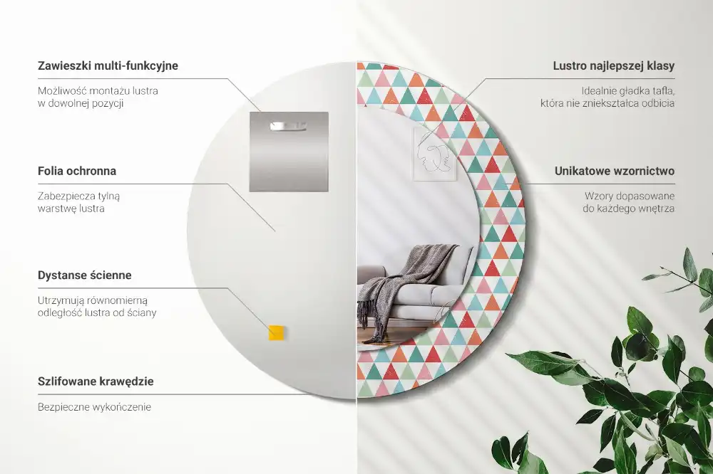 Okroglo okrasno ogledalo Geometrijski vzorec